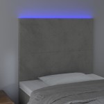 vidaXL Tăblie de pat cu LED, gri deschis, 100x5x118/128 cm, catifea