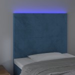 vidaXL Tăblie de pat cu LED, albastru închis, 100x5x118/128cm, catifea