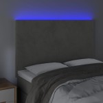 vidaXL Tăblie de pat cu LED, gri deschis, 144x5x118/128 cm, catifea