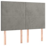 vidaXL Tăblie de pat cu LED, gri deschis, 144x5x118/128 cm, catifea