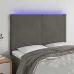 vidaXL Tăblie de pat cu LED, gri închis, 144x5x118/128 cm, catifea vidaXL Tăblie de pat cu LED, gri închis, 144x5x118/128 cm, catifea