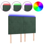 vidaXL Tăblie de pat cu LED, verde închis, 144x5x118/128 cm, catifea