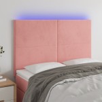 vidaXL Tăblie de pat cu LED, roz, 144x5x118/128 cm, catifea vidaXL Tăblie de pat cu LED, roz, 144x5x118/128 cm, catifea