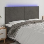 vidaXL Tăblie de pat cu LED, gri închis, 160x5x118/128 cm, catifea vidaXL Tăblie de pat cu LED, gri închis, 160x5x118/128 cm, catifea