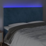 vidaXL Tăblie de pat cu LED, albastru închis, 160x5x118/128cm, catifea