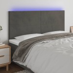 vidaXL Tăblie de pat cu LED, gri închis, 180x5x118/128 cm, catifea vidaXL Tăblie de pat cu LED, gri închis, 180x5x118/128 cm, catifea