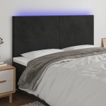 vidaXL Tăblie de pat cu LED, negru, 183x16x118/128 cm, catifea vidaXL Tăblie de pat cu LED, negru, 183x16x118/128 cm, catifea
