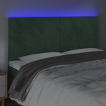 vidaXL Tăblie de pat cu LED, verde închis, 200x5x118/128 cm, catifea vidaXL Tăblie de pat cu LED, verde închis, 200x5x118/128 cm, catifea