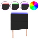 vidaXL Tăblie de pat cu LED, negru, 80x5x118/128 cm, piele ecologică