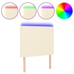 vidaXL Tăblie de pat cu LED, crem, 80x5x118/128 cm, piele ecologică