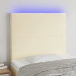 vidaXL Tăblie de pat cu LED, crem, 80x5x118/128 cm, piele ecologică