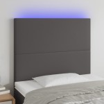 vidaXL Tăblie de pat cu LED, gri, 80x5x118/128 cm, piele ecologică vidaXL Tăblie de pat cu LED, gri, 80x5x118/128 cm, piele ecologică