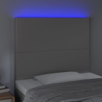 vidaXL Tăblie de pat cu LED, gri, 80x5x118/128 cm, piele ecologică vidaXL Tăblie de pat cu LED, gri, 80x5x118/128 cm, piele ecologică