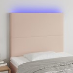 vidaXL Tăblie de pat cu LED cappuccino 80x5x118/128cm, piele ecologică vidaXL Tăblie de pat cu LED cappuccino 80x5x118/128cm, piele ecologică