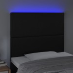 vidaXL Tăblie de pat cu LED, negru, 90x5x118/128 cm, catifea