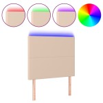 vidaXL Tăblie de pat cu LED cappuccino 90x5x118/128cm, piele ecologică vidaXL Tăblie de pat cu LED cappuccino 90x5x118/128cm, piele ecologică
