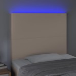 vidaXL Tăblie de pat cu LED cappuccino 90x5x118/128cm, piele ecologică vidaXL Tăblie de pat cu LED cappuccino 90x5x118/128cm, piele ecologică