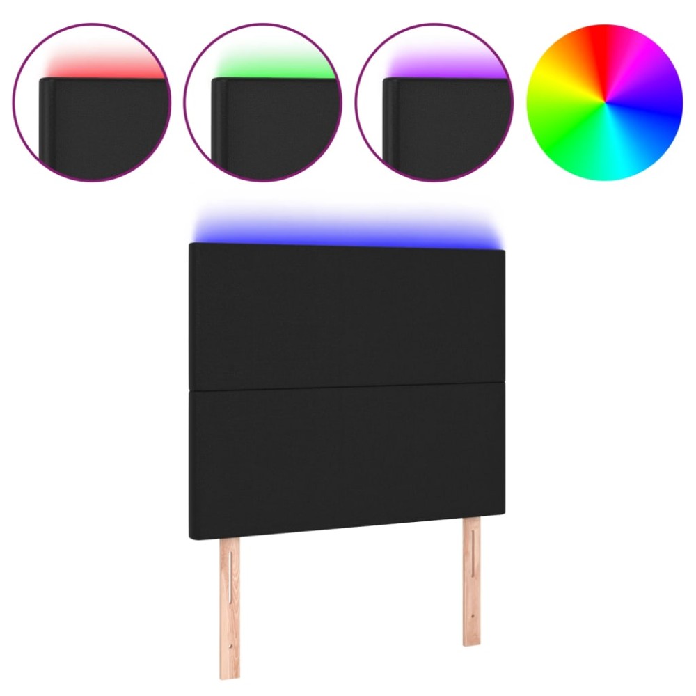 vidaXL Tăblie de pat cu LED, negru, 100x5x118/128 cm, piele ecologică