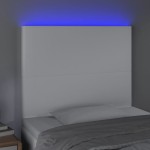 vidaXL Tăblie de pat cu LED, alb, 100x5x118/128 cm, piele ecologică vidaXL Tăblie de pat cu LED, alb, 100x5x118/128 cm, piele ecologică
