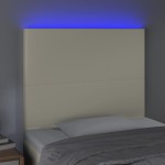 vidaXL Tăblie de pat cu LED, crem, 100x5x118/128 cm, piele ecologică