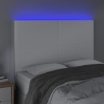vidaXL Tăblie de pat cu LED, alb, 144x5x118/128 cm, piele ecologică vidaXL Tăblie de pat cu LED, alb, 144x5x118/128 cm, piele ecologică