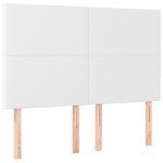 vidaXL Tăblie de pat cu LED, alb, 144x5x118/128 cm, piele ecologică vidaXL Tăblie de pat cu LED, alb, 144x5x118/128 cm, piele ecologică