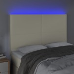 vidaXL Tăblie de pat cu LED, crem, 144x5x118/128 cm, piele ecologică vidaXL Tăblie de pat cu LED, crem, 144x5x118/128 cm, piele ecologică