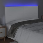 vidaXL Tăblie cu LED-uri, alb, 160x5x118/128 cm, piele ecologică vidaXL Tăblie cu LED-uri, alb, 160x5x118/128 cm, piele ecologică