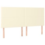 vidaXL Tăblie de pat cu LED, crem, 163x16x118/128 cm, piele ecologică
