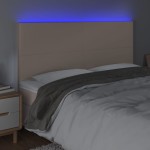 vidaXL Tăblie de pat cu LED, cappuccino, 180x5x118/128 cm, piele eco