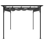 vidaXL Pergolă cu acoperiș retractabil, antracit, 3x3m, oțel, 180 g/m² vidaXL Pergolă cu acoperiș retractabil, antracit, 3x3m, oțel, 180 g/m²