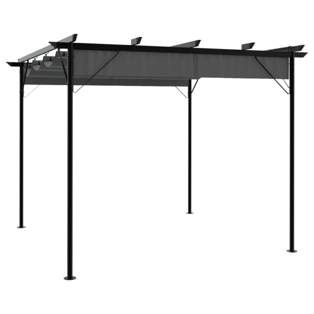 vidaXL Pergolă cu acoperiș retractabil, antracit, 3x3m, oțel, 180 g/m²
