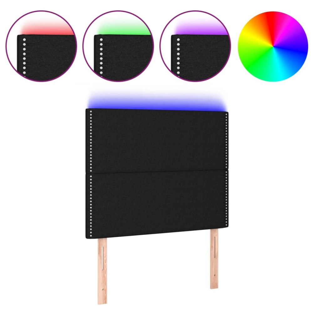 vidaXL Tăblie de pat cu LED, negru, 80x5x118/128 cm, textil