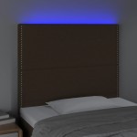 vidaXL Tăblie de pat cu LED, maro închis, 80x5x118/128 cm, textil vidaXL Tăblie de pat cu LED, maro închis, 80x5x118/128 cm, textil