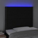 vidaXL Tăblie de pat cu LED, negru, 90x5x118/128 cm, textil