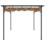 vidaXL Pergolă cu acoperiș retractabil gri taupe 3x3 m oțel 180 g/m² vidaXL Pergolă cu acoperiș retractabil gri taupe 3x3 m oțel 180 g/m²