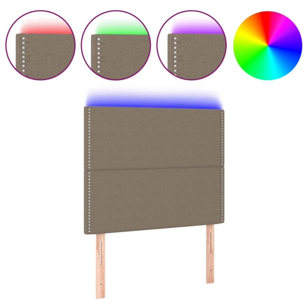 vidaXL Tăblie de pat cu LED, gri taupe, 90x5x118/128 cm, textil