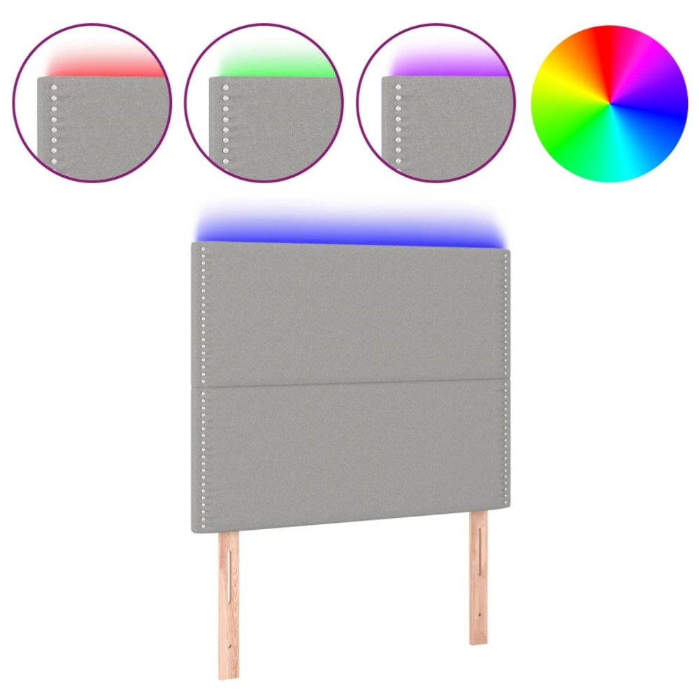 vidaXL Tăblie de pat cu LED, gri deschis, 100x5x118/128 cm, textil