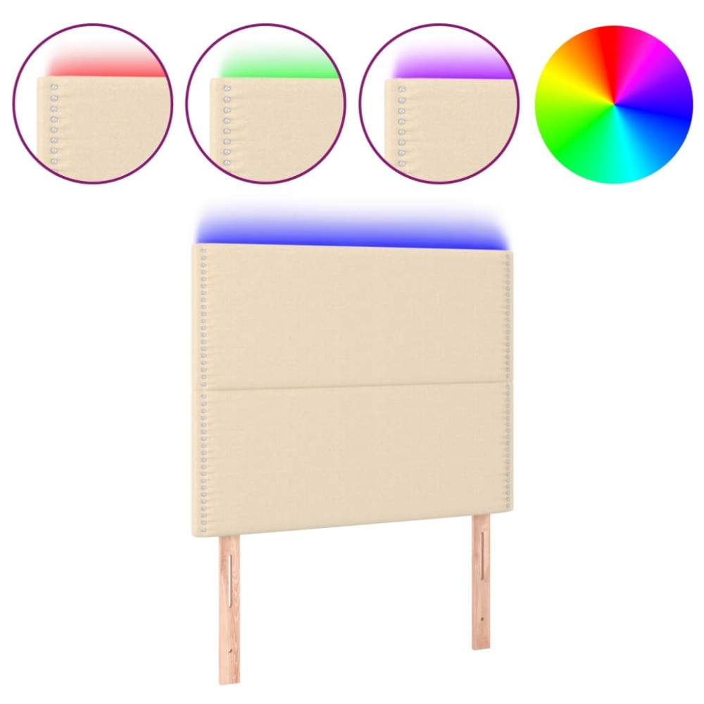 vidaXL Tăblie de pat cu LED, crem, 100x5x118/128 cm, textil