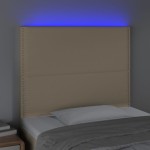 vidaXL Tăblie de pat cu LED, crem, 100x5x118/128 cm, textil