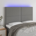 vidaXL Tăblie de pat cu LED, gri închis, 144x5x118/128 cm, textil vidaXL Tăblie de pat cu LED, gri închis, 144x5x118/128 cm, textil