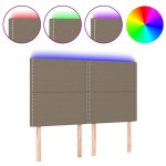 vidaXL Tăblie de pat cu LED, gri taupe, 144x5x118/128 cm, textil vidaXL Tăblie de pat cu LED, gri taupe, 144x5x118/128 cm, textil