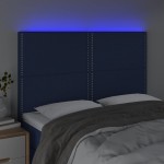 vidaXL Tăblie de pat cu LED, albastru, 144x5x118/128 cm, textil vidaXL Tăblie de pat cu LED, albastru, 144x5x118/128 cm, textil