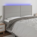 vidaXL Tăblie de pat cu LED, gri deschis, 160x5x118/128 cm, textil vidaXL Tăblie de pat cu LED, gri deschis, 160x5x118/128 cm, textil