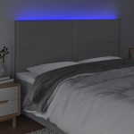 vidaXL Tăblie de pat cu LED, gri deschis, 180x5x118/128 cm, textil vidaXL Tăblie de pat cu LED, gri deschis, 180x5x118/128 cm, textil