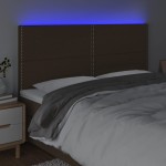 vidaXL Tăblie de pat cu LED, maro închis, 180x5x118/128 cm, textil vidaXL Tăblie de pat cu LED, maro închis, 180x5x118/128 cm, textil