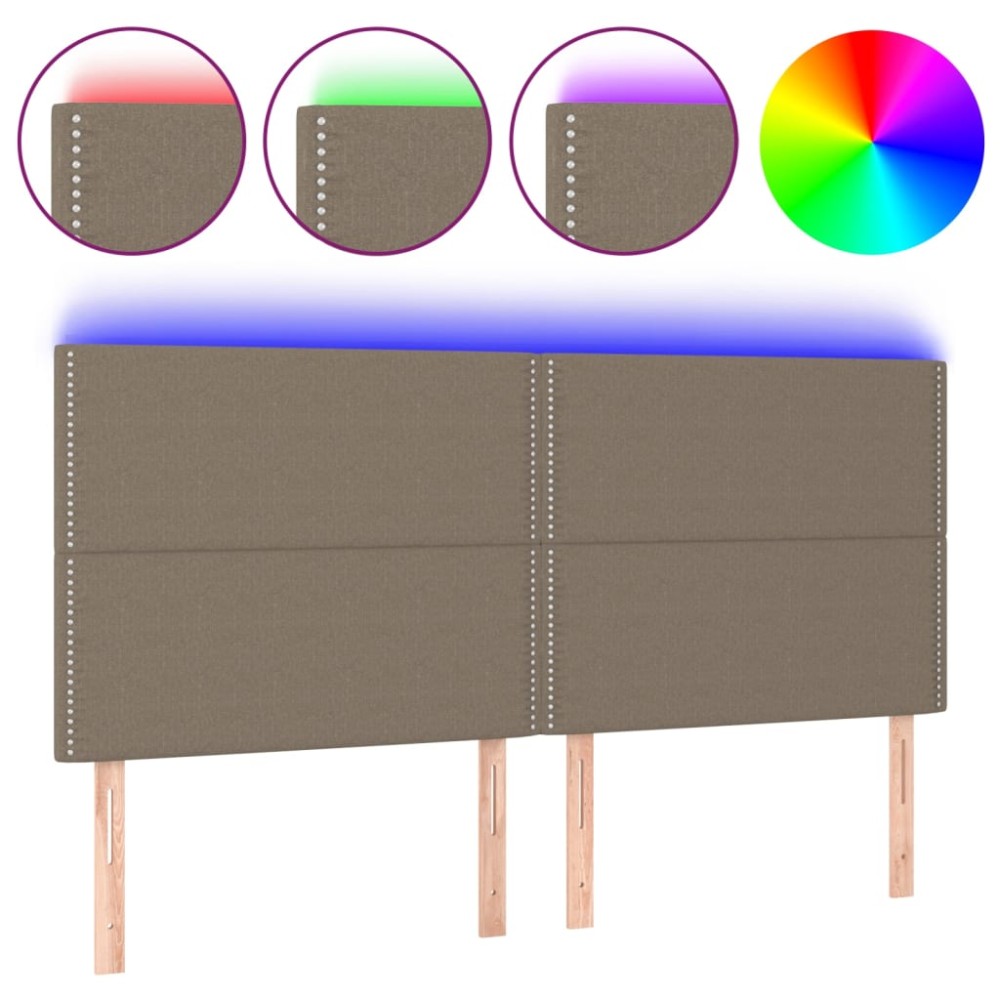 vidaXL Tăblie de pat cu LED, gri taupe, 180x5x118/128 cm, textil