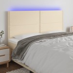 vidaXL Tăblie de pat cu LED, crem, 180x5x118/128 cm, textil vidaXL Tăblie de pat cu LED, crem, 180x5x118/128 cm, textil