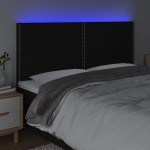 vidaXL Tăblie de pat cu LED, negru, 200x5x118/128 cm, textil vidaXL Tăblie de pat cu LED, negru, 200x5x118/128 cm, textil