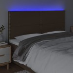 vidaXL Tăblie de pat cu LED, maro închis, 200x5x118/128 cm, textil vidaXL Tăblie de pat cu LED, maro închis, 200x5x118/128 cm, textil